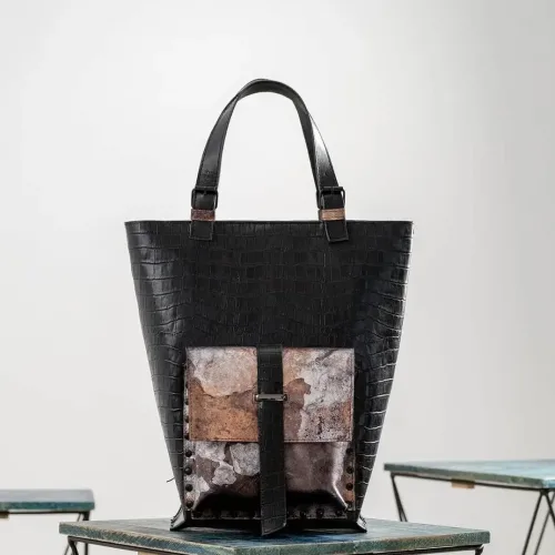 Geantă din piele naturală Queentin Onyx, vedere frontală