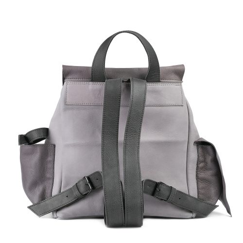 Rucsac din piele naturală gri Ruffian, vedere din spate