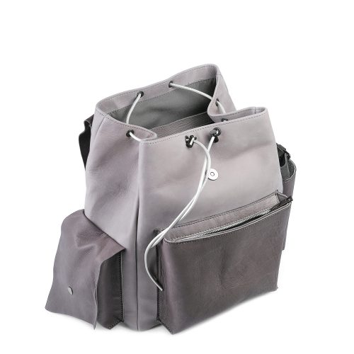 Rucsac din piele naturală gri Ruffian, compartiment interior