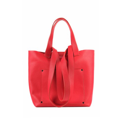 Geantă damă din piele naturală roșie The Shopper, vedere din spate