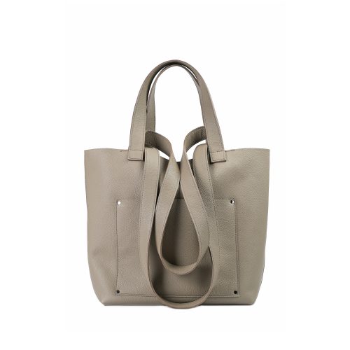Geantă damă din piele naturală grej The Shopper, vedere din spate