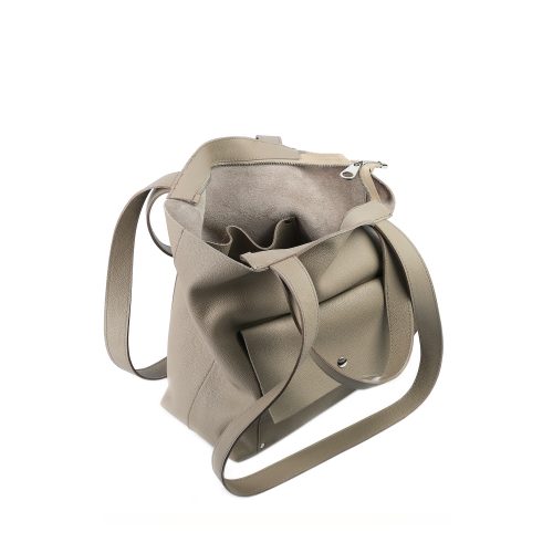 Interior geantă din piele naturală grej The Shopper