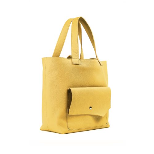 Alternative view of Geantă din piele naturală galben muștar The Shopper