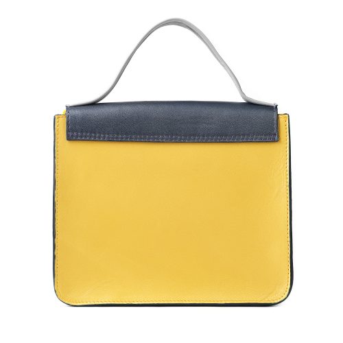 Geantă din piele naturală galben-bleumarin Venus Midi, vedere din spate