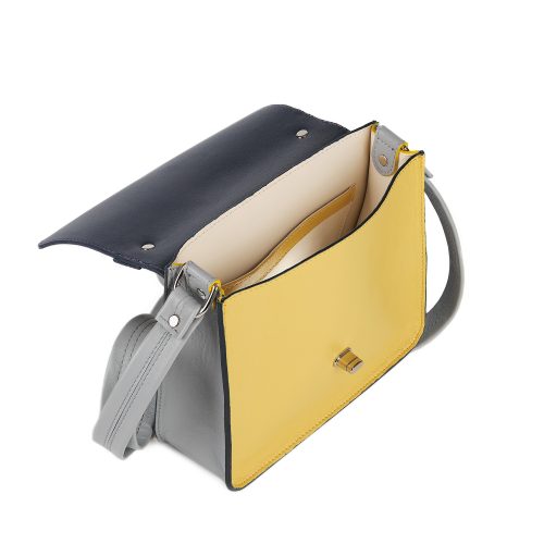 Interior geantă Venus Midi din piele naturală galben-bleumarin