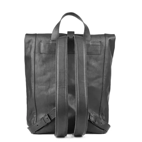 Rucsac rulat Wabi-Sabi de piele neagra
