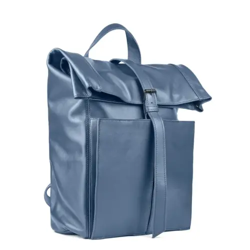 Rucsac laptop pentru barbati din piele albastra