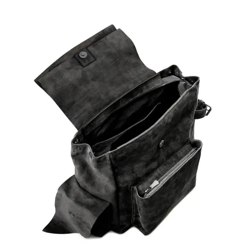 Rucsac din piele neagra întoarsă Ruffian