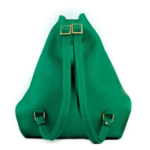 Rucsac din piele naturală verde Pyra, vedere din spate