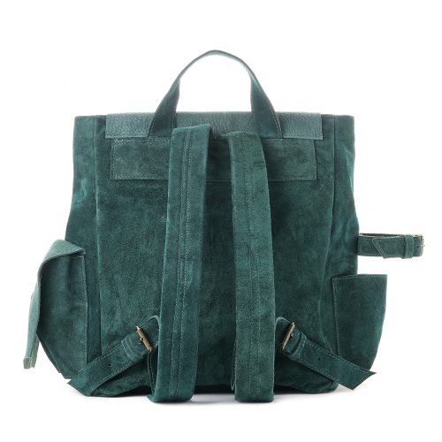 Rucsac din piele întoarsă verde Ruffian, vedere din spate