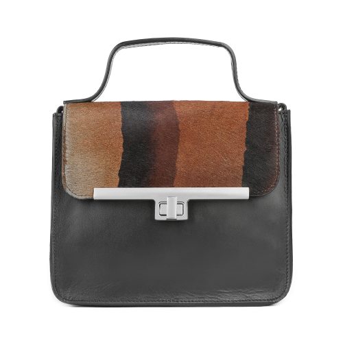 Geantă din piele naturală și blană chocolate Venus Midi