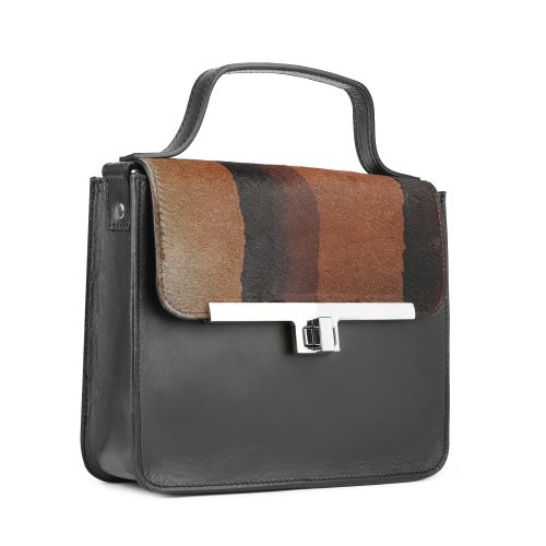 Alternative view of Geantă din piele naturală și blană chocolate Venus Midi