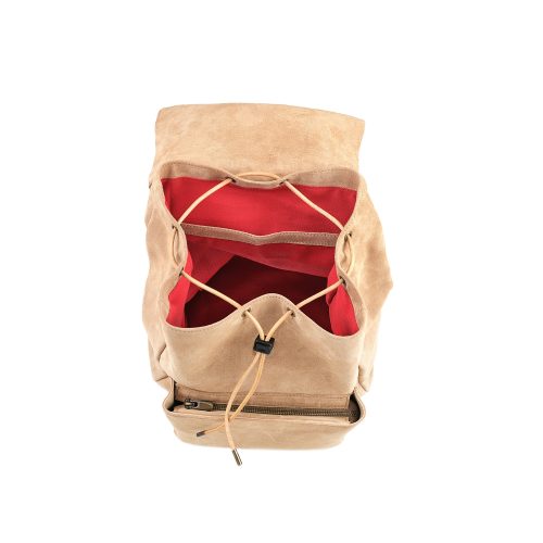 Rucsac din piele întoarsă crem Lite, compartiment interior