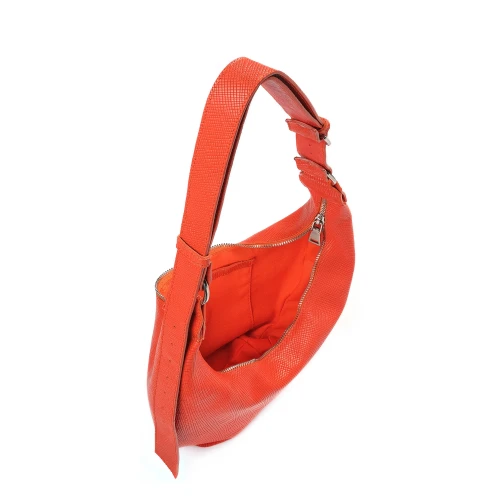 Geantă din piele naturală portocalie Eclipse, vedere interior