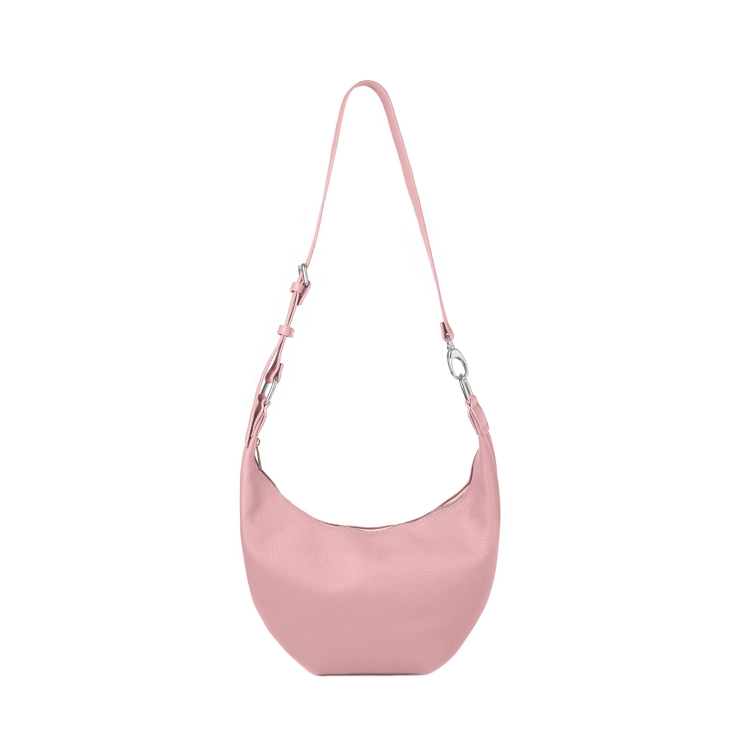 Geantă din piele naturală roz pal Eclipse, vedere frontală