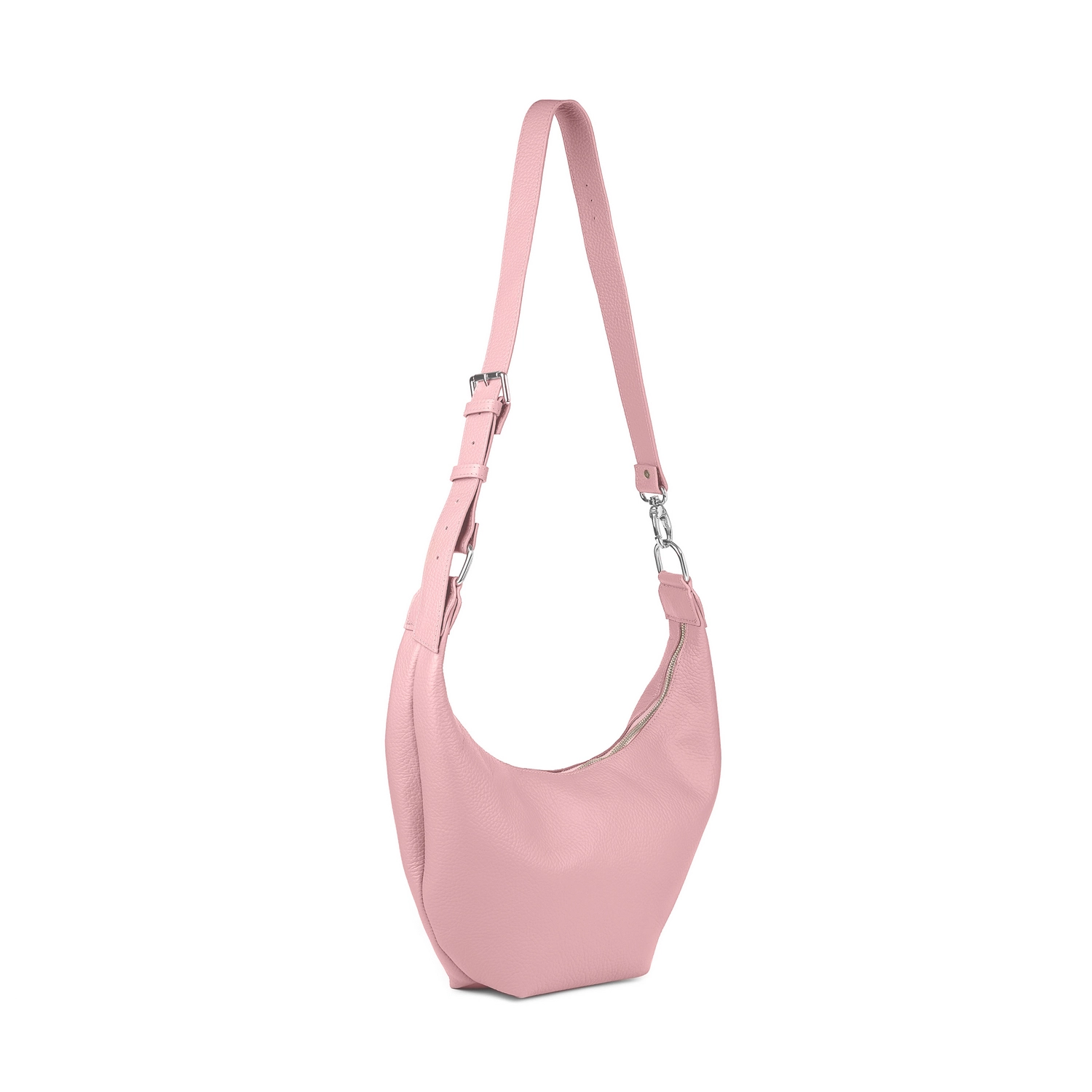 Geantă din piele naturală roz pal Eclipse, vedere laterală
