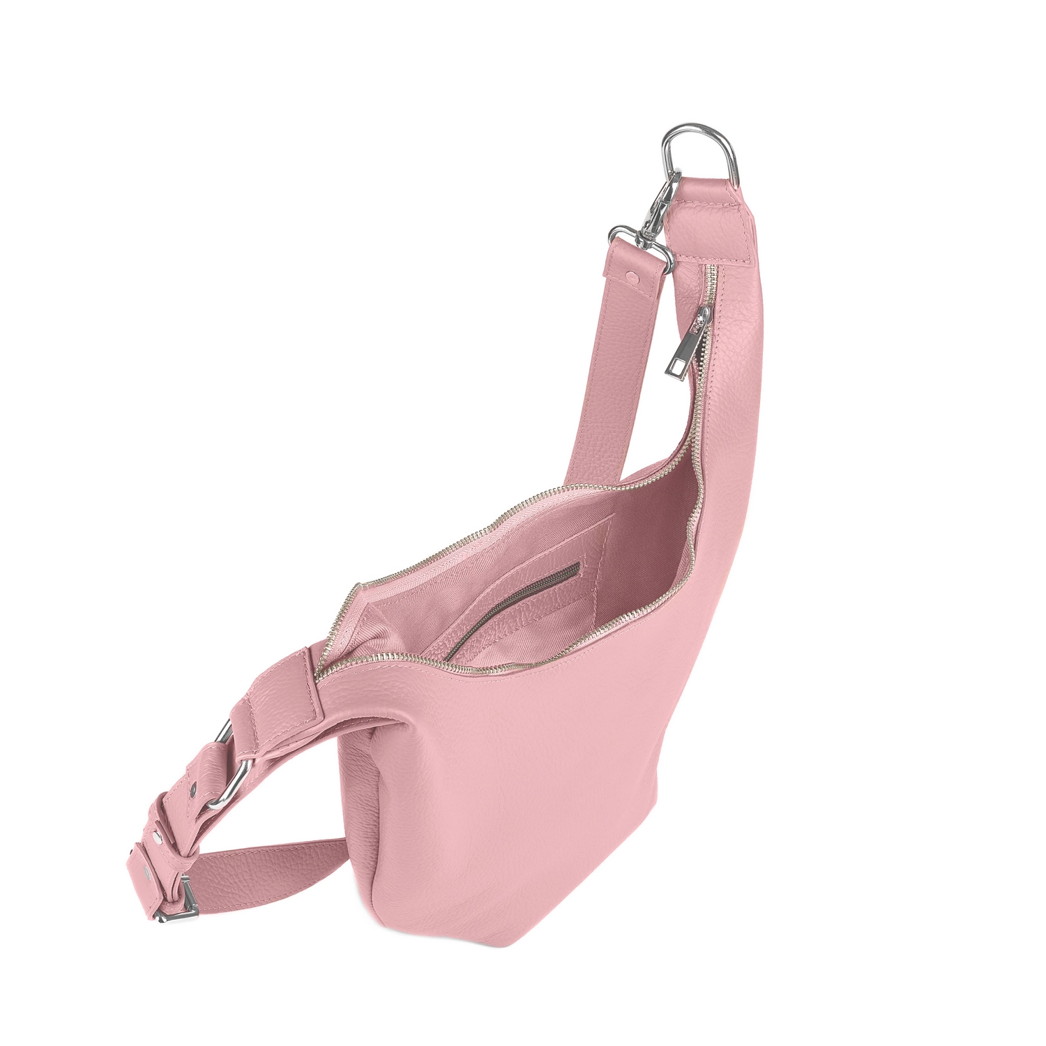 Geantă din piele naturală roz pal Eclipse, vedere interior