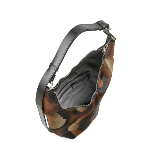 Geantă din piele naturală și blană chocolate Eclipse, vedere interior