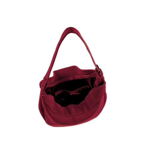 Geantă Nuna Large burgundy din piele întoarsă, interior și deschidere principală