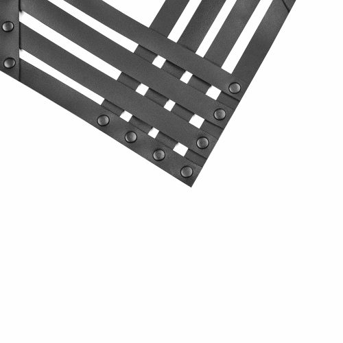 Colier din piele naturală neagră Slim, detaliu structură și prinderi.