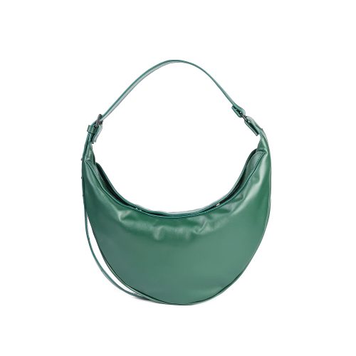 Geantă Nuna Mini din piele naturală verde jad, detaliu frontal