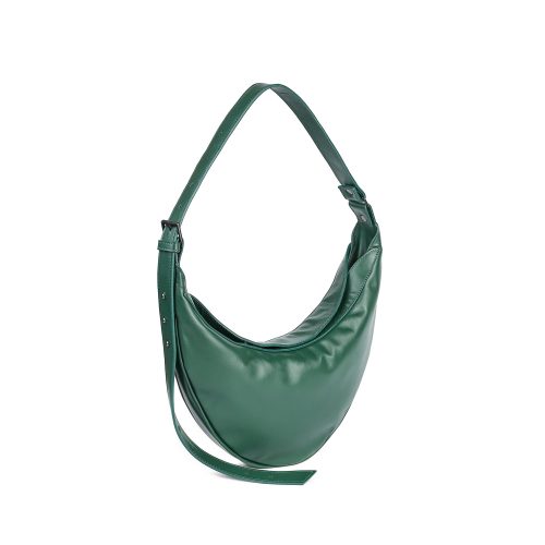 Geantă Nuna Mini din piele naturală verde jad, cadru lateral cu bretea reglabilă