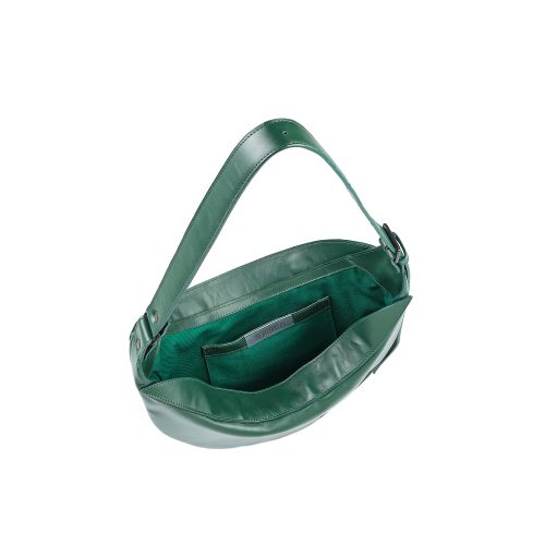 Geantă Nuna Mini din piele naturală verde jad, detaliu interior