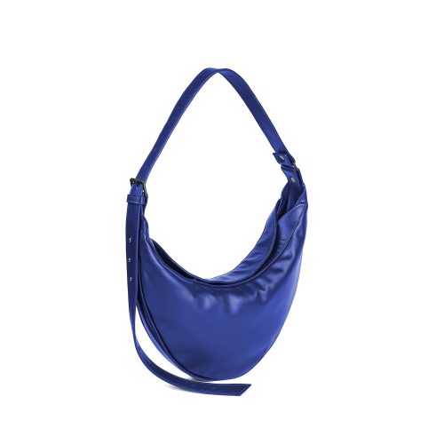 Geantă Nuna Mini din piele naturală albastră, vedere laterală