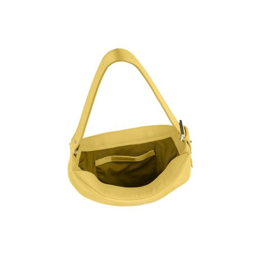 Geantă Nuna Mini din piele naturală galbenă, interior cu compartiment principal