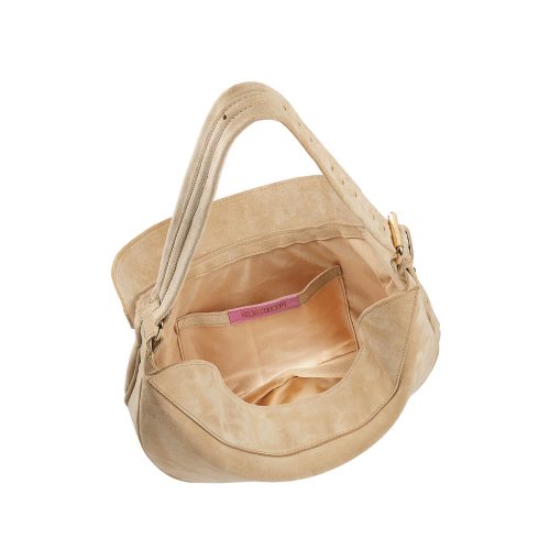 Geantă Nuna Large bej din piele întoarsă, interior și compartiment principal