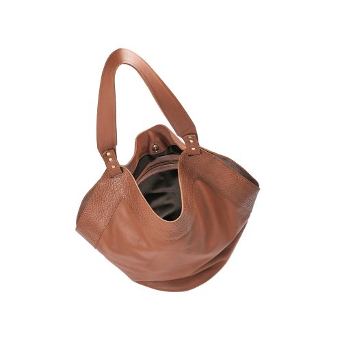 Interior geantă Thesa din piele naturală cognac patinat