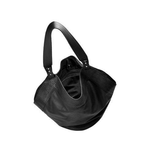 Interior geantă Thesa din piele naturală neagră netedă