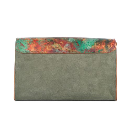 Geantă Venus Baguette din piele naturală bronz-kaki, vedere din spate