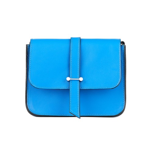 Geantă din piele naturală bleu royal Aleya Mini, vedere frontală