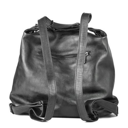 Geantă Mary din piele naturală neagră, vedere spate