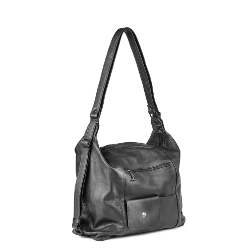 Geantă Mary din piele naturală neagră, vedere laterală