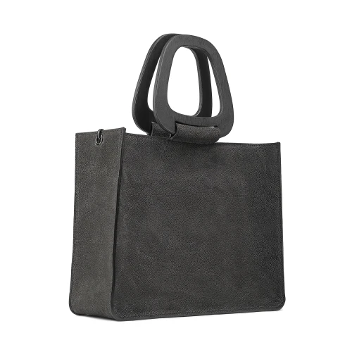 Geantă Grace Midi din piele naturală neagră, vedere laterală