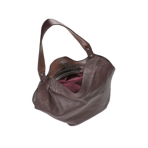 Interior geantă Thesa din piele naturală maro-burgundy