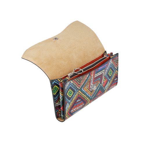 Portofel din piele naturală multicolor Maya, vedere interior.