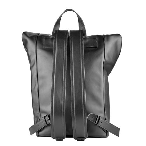 Rucsac laptop din piele naturală neagră KC Wabi-Sabi, vedere din spate
