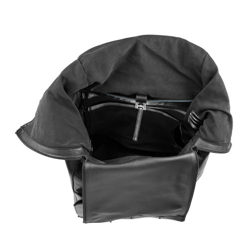 Rucsac laptop din piele naturală neagră KC Wabi-Sabi, compartiment interior