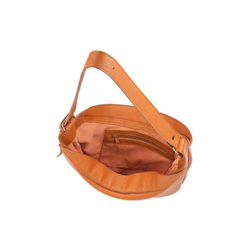 Geantă Nuna Mini din piele naturală maro, interior cu buzunare