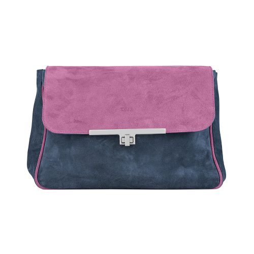 Geantă din piele întoarsă albastru-roz Venus Maxi Koja