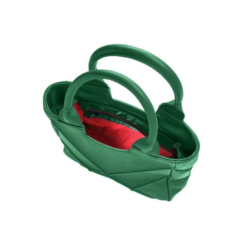 Geantă din piele naturală verde Origami Mini, interior