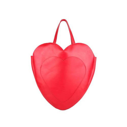 Geantă din piele naturală roșie Heart, vedere din spate