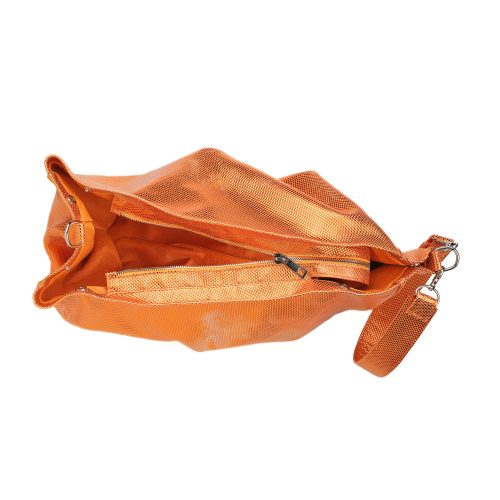 Interior clutch Inanna din piele naturală portocaliu metalizat.