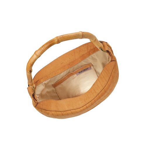 Interior geantă Nuna Mini maro Bamboo, compartiment principal și buzunare din bumbac