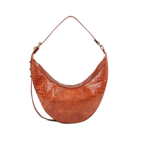 Geantă din piele naturală croco amber Nuna Mini