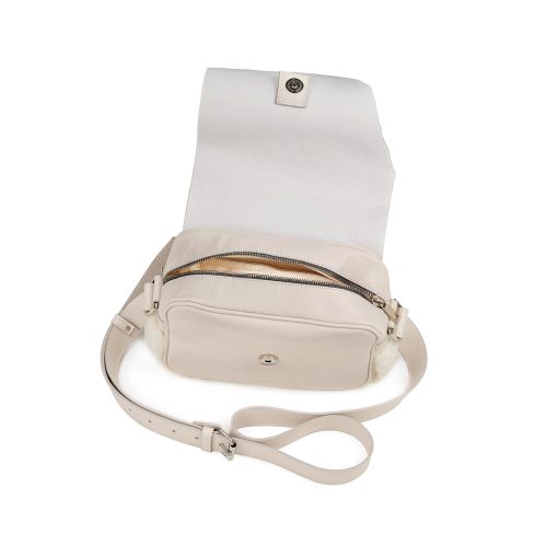 Interior geantă Nina Mini din piele naturală ivory cu blană