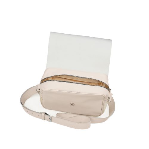 Interior geantă Nina Maxi din piele naturală ivory cu blană